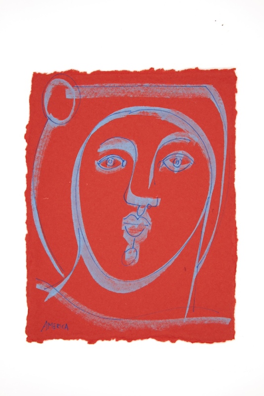 Woman in Red and Blue