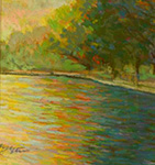 <b>Barton Springs I by Mike Etie</b><br>Pastel, 7x5 inches<br>$375