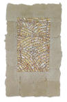<b>Wave on Wave IV</b>, 2012<br>High shrnkage flax, 23k gold leaf, acrylic, 25x14 inches<br>$1100