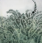 <b>Rosanna's Olive Orchard II</b>, 2011<br>Watercolor on paper, 10x10 image, 18x18 inches framed<br>$850