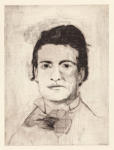 <b>The Aging of Mark Twain on One Copper Plate- Stage 2</b>, 2012<br>Drypoint, 16x12 plate, 22x17 paper- part of 5 print suite<br>$2500