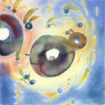 <b>Dizzy Fun</b>, 2011<br>Watercolor on paper, 12x12 inches unframed<br>$400