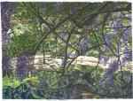 <b>Wisteria Pond with Koi</b>, 2011<br>Watercolor on paper, 35x47 inches, 40x51 inches framed<br><i>sold</i>
