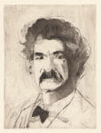 <b>The Aging of Mark Twain on One Copper Plate- Stage 4</b>, 2012<br>Drypoint, 16x12 plate, 22x17 paper- part of 5 print suite<br>$2500