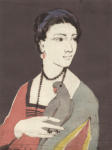<b>Cecilia As Frida</b>, 2012<br>Woodcut and drypoint on paper, 8x6 plate, 15x11 paper<br>$500