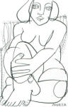 <b>Big Feet, Striped Pillow</b>, 2012<br>Clay pencil on paper, 7x5, 18x15 inches framed<br>$700