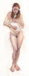 <b>Girl in False Modesty</b>, 2013<br>Pastel and Oil on Paper, 51x20 inches unframed<br>$1800