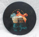 <b>The same but different</b>, 2012<br>oil on panel with pencil, 18 inch diameter<br>$800