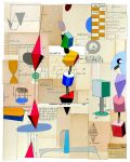 <b>Devices</b>, 2008<br>Acrylic on Collage, 13x11 inches, 25.5x21 framed<br>$1800