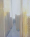 <b>City Throught Curtains</b>, 2010<br>Oil on panel, 10x8 inches<br>$750