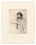 <b>Young Woman in a Corduroy Coat</b>, 2010<br>Drypoint, 14x11 inches unframed<br>$250