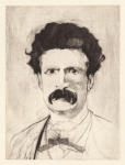 <b>The Aging of Mark Twain on One Copper Plate- Stage 3</b>, 2012<br>Drypoint, 16x12 plate, 22x17 paper- part of 5 print suite<br>$2500