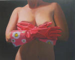 <b>Pink Gloves</b>, 2011<br>Oil on canvas, 16x20 image, 25x29 inches framed<br>$2400