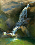 <b>Alpine Falls</b>, 2010<br>Oil on panel, 14x11 image, 19x16 inches framed<br>$800