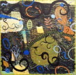 <b>Night Mooing</b>, 2011<br>Acrylic on wood panel, 10x10 inches<br>$575