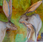 <b>Two Jackrabbits by Karen Neyland</b>, 2010<br>Watercolor, 21x21 inches<br>$950