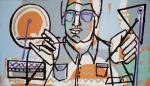 <b>High Hat</b>, 2013<br>Oil & Acrylic on canvas, 37x62 inches <br>$9000