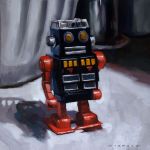 <b>Blue Robot</b>, 2008<br>Oil on canvas, 12x12 inches<br>$650