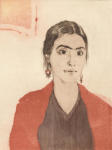 <b>Maria As Frida</b>, 2012<br>Woodcut and drypoint on paper, 8x6 plate, 15x11 paper<br>$500