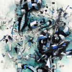 <b>Into Chaos</b>, 2009<br>Acrylic on board, 10x10 inches<br>$900