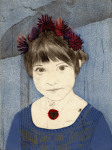 <b>Amelia as Frida</b><br>Woodcut and drypoint on paper, 8x6 plate, 15x11 paper unframed<br>$400