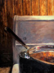 <b>Stove Pot</b><br>Oil, 12x9, 14x11 inches framed<br>$500