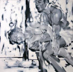 <b>Worth a Shot</b>, 2012<br>Acrylic and oil on canvas, 40x40 inches<br>$2600