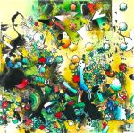 <b>Garden Scape II</b>, 2008<br>Acrylic on Paper, 11x11 image, 26x22 inches framed<br>$1500