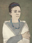<b>Yolanda As Frida</b>, 2012<br>Woodcut and drypoint on paper, 8x6 plate, 15x11 paper<br>$500