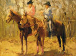 <b>Texas Riders</b>, 2012<br>Oil on canvas panel, 12x16 inches<br>$1500