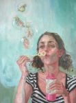<b>Bubbles</b><br>Oil on board with wax/map/thread, 32x24 inches<br><i>sold</i>