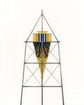 <b>The Caged Bird Sings</b><br>Acrylic, paper, fabric, thread and pencil on paper, 10x8, 16x12 inches framed<br><i>sold</i>