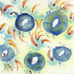 <b>Quiet Please!</b>, 2011<br>Watercolor on paper, 12x12 inches unframed<br>$400