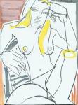 <b>Yellow and Gray</b>, 2012<br>Clay pencil, ink and acrylic on paper, 15x11 inches, 26x21 inches<br><i>sold</i>