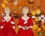 <b>The Passages of Life Flow Before Me Like A River</b>, 2011<br>Oil on canvas & plexiglass, 21x26 inches<br><i>sold</i>
