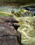 <b>McKinney Upper Falls</b>, 2010<br>Oil on panel, 14x11 image, 19x16 inches framed<br>$800