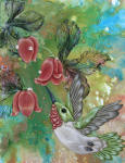 <b>Sweet Intoxication</b>, 2011<br>Acrylic & embroidery on canvas, 18x14 inches<br>$700