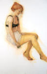 <b>Girl in Stockings</b><br>Pastel on paper, 40x26 inches unframed<br>$1200