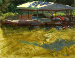 <b>Lakeshore Boats</b>, 2010<br>Oil on panel, 11x14 inches<br>$800