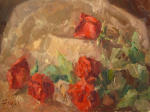 <b>Roses on Paper</b>, 2012<br>Oil on canvas panel, 12x16 inches<br>$1500