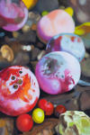 <b>Backyard Plums #2</b><br>Oil on panel, 18x12 inches<br>$1600