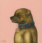 <b>Dog with Master'e Eye I</b>, 2011<br>Acrylic and watercolor on panel, 12x12 inches<br>$900