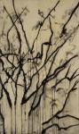 <b>Fall Shadows</b>, 2011<br>Ink and watercolor pencil on rice paper on panel, 64x38 inches<br>$3600