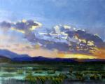 <b>Sunset</b>, 2010<br>Oil on canvas, 16x20 image, 22x26 inches framed<br>$1200