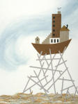 <b>Waiting for the Crest</b>, 2011<br>Collaged paper, graphite & pastel on paper, 15x11.5 inches<br>$600