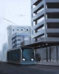<b>Commuter Train</b>, 2010<br>Oil on panel, 10x8 inches<br>$750