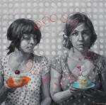 <b>Desire in Technicolor</b>, 2012<br>oil and pencil on panel, 36 x 36 inches<br>$3900