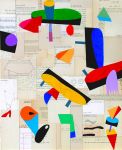 <b>Line of Sight</b>, 2008<br>Acrylic on Collage, 19x15.5 inches, 25x22 framed<br>$1800