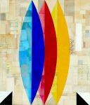 <b>Triple Time</b><br>Acrylic on collage, 28x24 inches<br>$3000