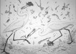 <b>Raining Frogs and Fishes</b>, 2011<br>Graphite on paper, 30x42 inches<br><i>sold</i>